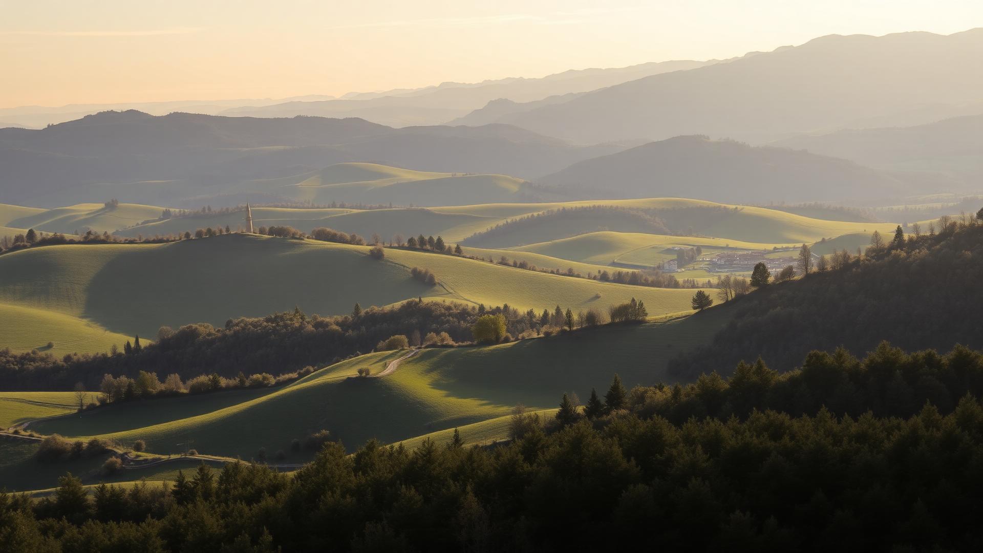Paesaggio italiano con colline verdi